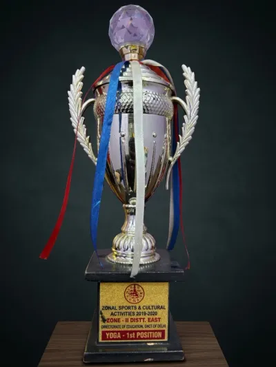 Gold trophy with crystal top, Patriotic Song Girls 1st Position 2021-22