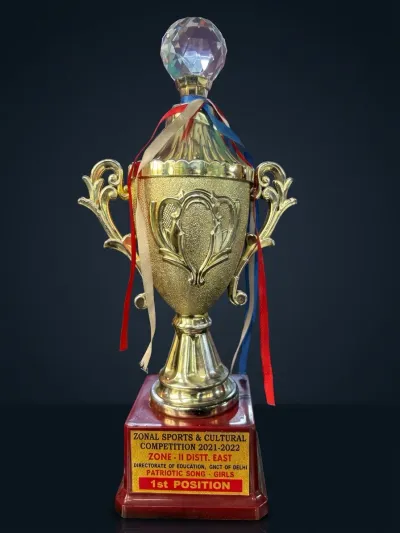 Gold trophy with crystal top, Zonal Sports & Cultural Competition 2021-22 1st Position